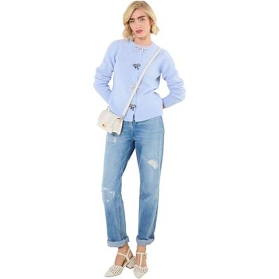 Joe Browns Women's Bow Popper Button Cardigan, Regular, Blue, UK 8 Joe Browns Women's Bow Popper Button Cardigan, Regular, Blue, UK 8