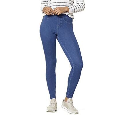 HUE Women's Curvy Fit Essential Denim Leggings Hosiery, Medium Wash, Large HUE Women's Curvy Fit Essential Denim Leggings Hosiery, Medium Wash, Large