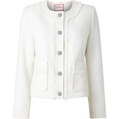 Joe Browns Women's Collarless Frayed Edge Tweed Jacket, Cream, 8 Joe Browns Women's Collarless Frayed Edge Tweed Jacket, Cream, 8