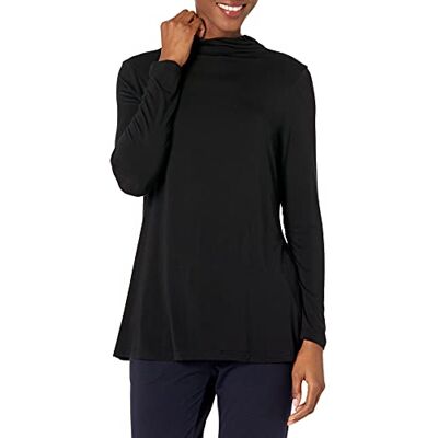 Amazon Essentials Women's Jersey Long-Sleeve Mock Neck Swing Tunic, Black, M Amazon Essentials Women's Jersey Long-Sleeve Mock Neck Swing Tunic, Black, M