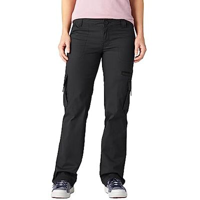 Dickies , Women's, Twill Cargo Pant Straight, Rinsed Black, 4/Regular Dickies , Women's, Twill Cargo Pant Straight, Rinsed Black, 4/Regular