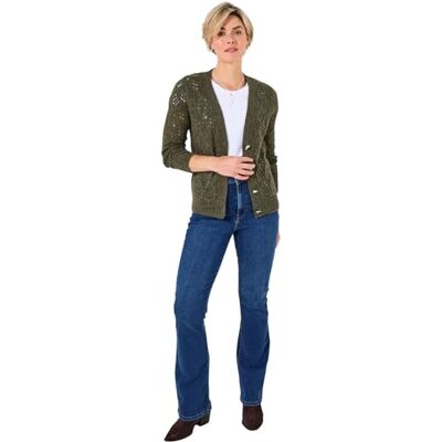 Joe Browns Women's Autumnal Pointelle Knit Cardigan, Regular, Green, UK 18 Joe Browns Women's Autumnal Pointelle Knit Cardigan, Regular, Green, UK 18