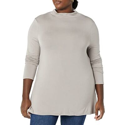 Amazon Essentials Women's Jersey Long-Sleeve Mock Neck Swing Tunic, Grey, XL Amazon Essentials Women's Jersey Long-Sleeve Mock Neck Swing Tunic, Grey, XL