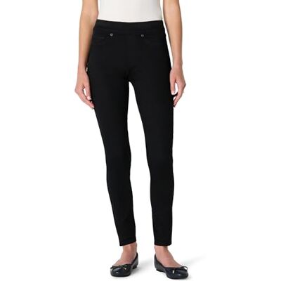 Amazon Essentials Women's Stretch Denim Mid-Rise Pull-On Jegging, Black, 14 Short Amazon Essentials Women's Stretch Denim Mid-Rise Pull-On Jegging, Black, 14 Short