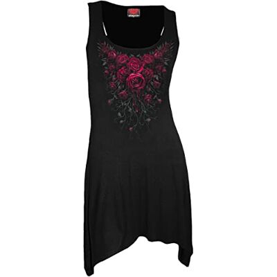 Spiral Women's Blood Rose Goth Bottom Camisole Black Dress, Black, S UK Spiral Women's Blood Rose Goth Bottom Camisole Black Dress, Black, S UK