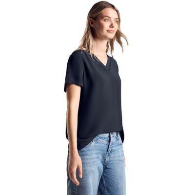 Street One Women's A344812 Tunic Blouse with Print, Deep Blue, 8 Street One Women's A344812 Tunic Blouse with Print, Deep Blue, 8