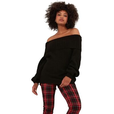 Joe Browns Women's Fashion Balloon Sleeve Off The Shoulder Bardot Jumper, Relaxed Fit, Black, UK 18 Joe Browns Women's Fashion Balloon Sleeve Off The Shoulder Bardot Jumper, Relaxed Fit, Black, UK 18