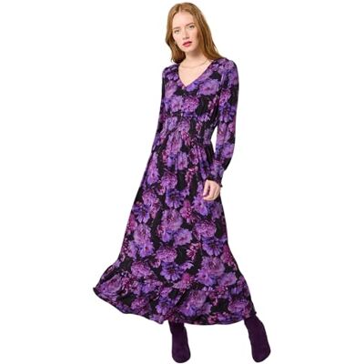 Joe Browns Women's Dark Floral Print Jersey Maxi Dress, Regular, Purple, UK 8 Joe Browns Women's Dark Floral Print Jersey Maxi Dress, Regular, Purple, UK 8