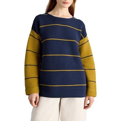 White Stuff Jana Striped Jumper Long Sleeve, Crew Neck, Regular Fit Made of Cotton Knit Navy Blue Multi Size 16 White Stuff Jana Striped Jumper Long Sleeve, Crew Neck, Regular Fit Made of Cotton Knit Navy Blue Multi Size 16