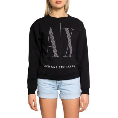 Armani Exchange Women's Studded Icon Sweatshirt, black, M Armani Exchange Women's Studded Icon Sweatshirt, black, M