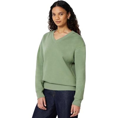 Amazon Essentials Women's Oversized V-Neck Fleece Pullover Sweatshirt, Sage Green, S Amazon Essentials Women's Oversized V-Neck Fleece Pullover Sweatshirt, Sage Green, S