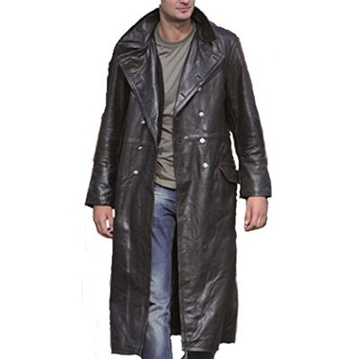 Mil-Tec German Officer Black Leather Great Coat, Size 52 EU Mil-Tec German Officer Black Leather Great Coat, Size 52 EU