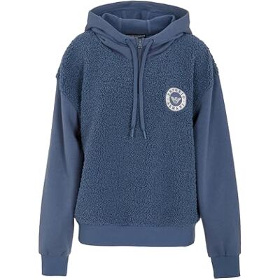 Emporio Armani WOMAN'S FUZZY FLEECE HOODIE SWEATSHIRT BLUE M Emporio Armani WOMAN'S FUZZY FLEECE HOODIE SWEATSHIRT BLUE M