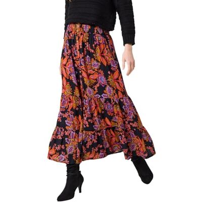 Joe Browns Women's Bold Floral Print Button Front Maxi Skirt, Regular, Purple, UK 8 Joe Browns Women's Bold Floral Print Button Front Maxi Skirt, Regular, Purple, UK 8