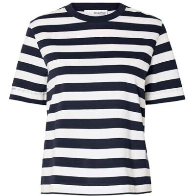 SELECTED FEMME Womens Slfessential Striped Boxy Tee Noos T-Shirt, Dark Sapphire, M UK SELECTED FEMME Womens Slfessential Striped Boxy Tee Noos T-Shirt, Dark Sapphire, M UK