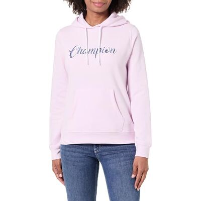 Champion Women's fleece hoodie, rib cuff and hem, front kangaroo pocket, hood with adjustable drawcords, graphic logo Pink Champion Women's fleece hoodie, rib cuff and hem, front kangaroo pocket, hood with adjustable drawcords, graphic logo Pink
