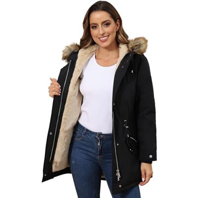 Royal Matrix Women's Hooded Warm Winter Parka Coat Fleece Lined Long Thichkened Winter Jacket with Faux-fur Ruff (Black Upgrade, 10) Royal Matrix Women's Hooded Warm Winter Parka Coat Fleece Lined Long Thichkened Winter Jacket with Faux-fur Ruff (Black Upgrade, 10)