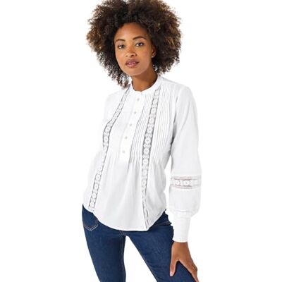 Joe Browns Women's Lace Trim Blouse, Regular, White, UK 18 Joe Browns Women's Lace Trim Blouse, Regular, White, UK 18