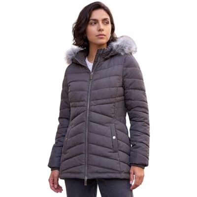 Roman Originals UK Charcoal Faux Fur Hooded Coat - Size 20 - Coat Roman Originals UK Charcoal Faux Fur Hooded Coat - Size 20 - Coat
