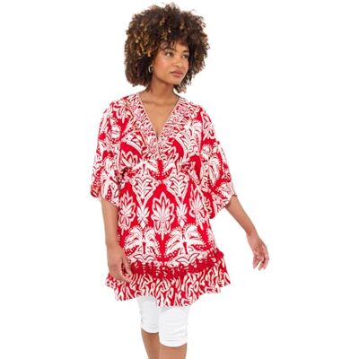 Joe Browns Women's Fashion Batwing Sleeve Wrap Front Tunic, Regular Fit, Red, UK 18 Joe Browns Women's Fashion Batwing Sleeve Wrap Front Tunic, Regular Fit, Red, UK 18