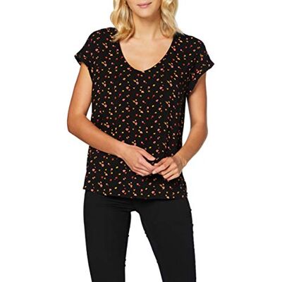 Tom Tailor Denim Ladies Patterned Short Sleeve Tunic Blouse 1020980, 24230 Black Red Flower Print, Medium Tom Tailor Denim Ladies Patterned Short Sleeve Tunic Blouse 1020980, 24230 Black Red Flower Print, Medium