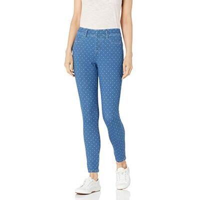 Amazon Essentials Women's Pull-On Knit Jegging (Available in Plus Size), Indigo Wash White Dots, Large Amazon Essentials Women's Pull-On Knit Jegging (Available in Plus Size), Indigo Wash White Dots, Large