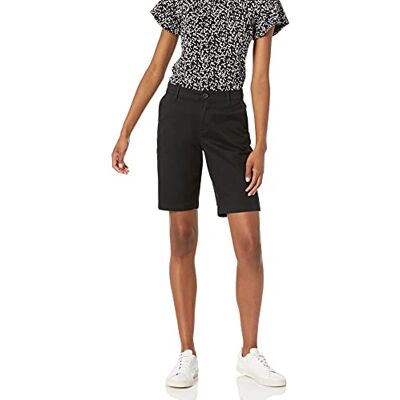 Amazon Essentials Women's Mid-Rise Slim-Fit 10" (25 cm) Inseam Bermuda Chino Shorts, Black, 8 Amazon Essentials Women's Mid-Rise Slim-Fit 10" (25 cm) Inseam Bermuda Chino Shorts, Black, 8