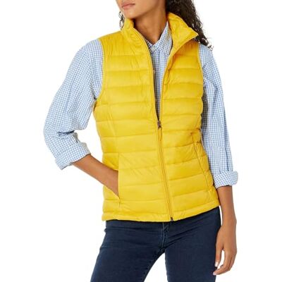 Amazon Essentials Women's Lightweight Water-Resistant Packable Puffer Gilet, Yellow, S Amazon Essentials Women's Lightweight Water-Resistant Packable Puffer Gilet, Yellow, S