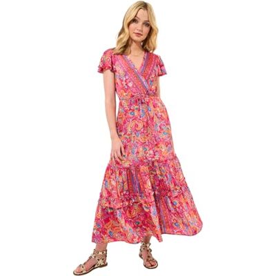 Joe Browns Women's Fashion Paisley Print V-Neck Maxi Dress, Regular Fit, Pink, UK 10 Joe Browns Women's Fashion Paisley Print V-Neck Maxi Dress, Regular Fit, Pink, UK 10