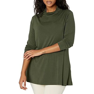 Amazon Essentials Women's Jersey Long-Sleeve Mock Neck Swing Tunic, Forest Green, L Amazon Essentials Women's Jersey Long-Sleeve Mock Neck Swing Tunic, Forest Green, L