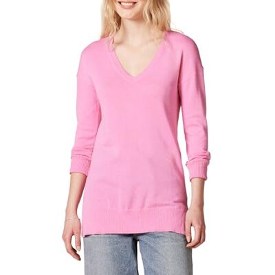 Amazon Essentials Women's Regular Fit Lightweight Long-Sleeved V-Neck Tunic Jumper (Available in Plus Size), Pink, XS Amazon Essentials Women's Regular Fit Lightweight Long-Sleeved V-Neck Tunic Jumper (Available in Plus Size), Pink, XS
