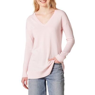 Amazon Essentials Women's Regular Fit Lightweight Long-Sleeved V-Neck Tunic Jumper (Available in Plus Size), Light Pink, S Amazon Essentials Women's Regular Fit Lightweight Long-Sleeved V-Neck Tunic Jumper (Available in Plus Size), Light Pink, S