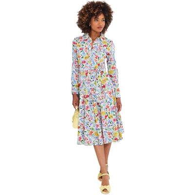 Joe Browns Women's Vibrant Floral Button-Down Shirt Dress, Regular Fit, White, UK 10 Joe Browns Women's Vibrant Floral Button-Down Shirt Dress, Regular Fit, White, UK 10
