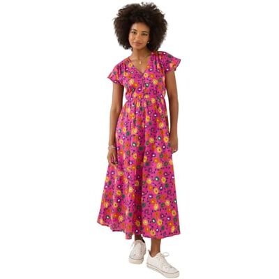 Joe Browns Women's Bold Floral Cotton Midi Dress, Regular, Pink, UK 14 Joe Browns Women's Bold Floral Cotton Midi Dress, Regular, Pink, UK 14