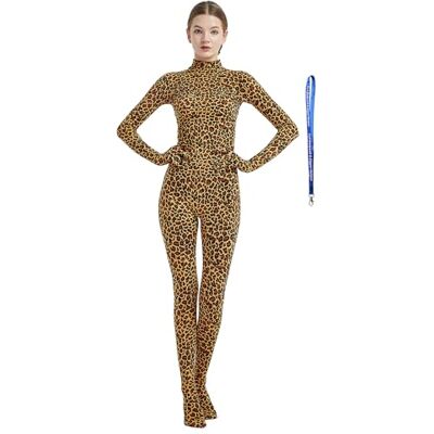 Full Bodysuit Womens Costume Without Hood Spandex Zentai Unitard Body Suit, Leopard, XL Full Bodysuit Womens Costume Without Hood Spandex Zentai Unitard Body Suit, Leopard, XL