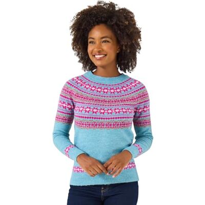 Joe Browns Women's Classic Crew Neck Fairisle Jumper Pullover Sweater, Blue, 14 Joe Browns Women's Classic Crew Neck Fairisle Jumper Pullover Sweater, Blue, 14