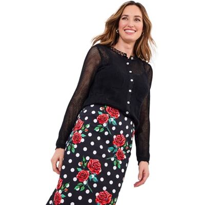 Joe Browns Women's Fashion Sheer Rose Lace Cardigan, Regular Fit, Black, UK 12 Joe Browns Women's Fashion Sheer Rose Lace Cardigan, Regular Fit, Black, UK 12