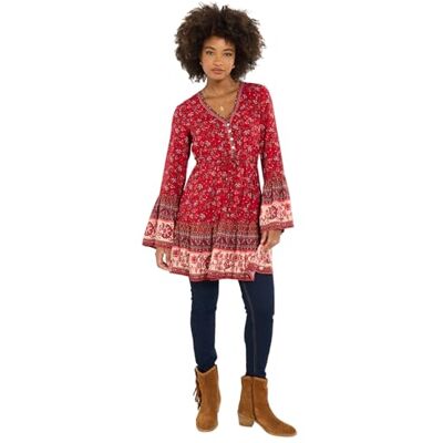 Joe Browns Women's Boho Contrast Trim Tunic Dress, Relaxed, Red, UK 12 Joe Browns Women's Boho Contrast Trim Tunic Dress, Relaxed, Red, UK 12