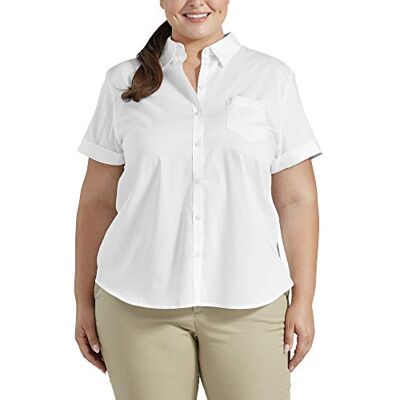 Dickies Women's Stretch Poplin Button-Up Short Sleeve Shirt Work Utility, White, One Size Dickies Women's Stretch Poplin Button-Up Short Sleeve Shirt Work Utility, White, One Size