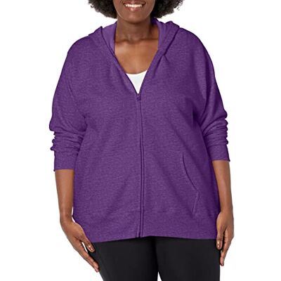 Just My Size Women's Plus-Size Full Zip Fleece Hoodie, Violet Splendor Heather, 4XL Just My Size Women's Plus-Size Full Zip Fleece Hoodie, Violet Splendor Heather, 4XL