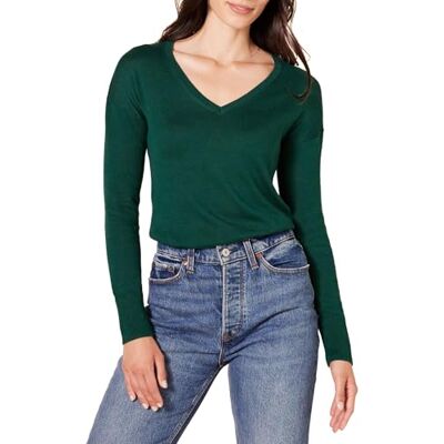 Amazon Essentials Women's Regular Fit Lightweight Long-Sleeved V-Neck Tunic Jumper (Available in Plus Size), Dark Green, XL Amazon Essentials Women's Regular Fit Lightweight Long-Sleeved V-Neck Tunic Jumper (Available in Plus Size), Dark Green, XL