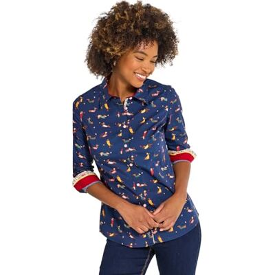 Joe Browns Women's Cotton Sausage Dog Shirt, Navy, 38 Joe Browns Women's Cotton Sausage Dog Shirt, Navy, 38