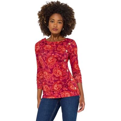 Joe Browns Women's Paisley Print Button Detail Long Sleeve Top Blouse, Orange, 16 Joe Browns Women's Paisley Print Button Detail Long Sleeve Top Blouse, Orange, 16
