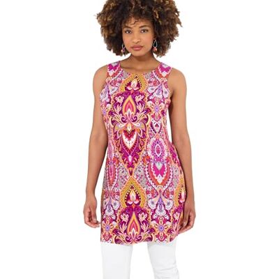 Joe Browns Women's Fashion Reversible Statement Print Sleeveless Tunic, Regular Fit, Pink, UK 18 Joe Browns Women's Fashion Reversible Statement Print Sleeveless Tunic, Regular Fit, Pink, UK 18
