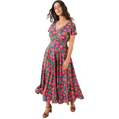 Joe Browns Women's Bold Floral Button Front Maxi Dress, Regular, Multi, UK 12 (Petite) Joe Browns Women's Bold Floral Button Front Maxi Dress, Regular, Multi, UK 12 (Petite)