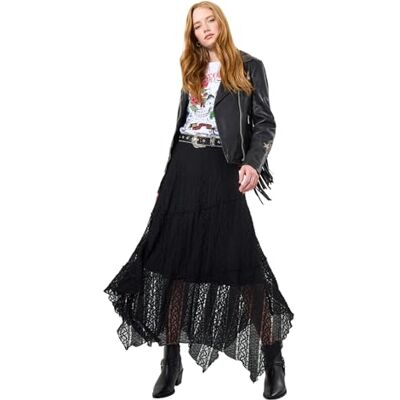 Joe Browns Women's High-Low Hem Black Lace Maxi Skirt, Regular, Black, UK 18 Joe Browns Women's High-Low Hem Black Lace Maxi Skirt, Regular, Black, UK 18