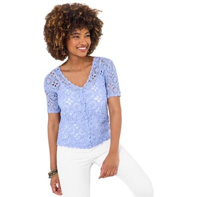 Joe Browns Women's Relaxed Crochet Cardigan Sweater, Blue, L Joe Browns Women's Relaxed Crochet Cardigan Sweater, Blue, L