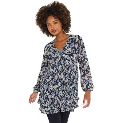 Joe Browns Women's Floral Tiered Skirt Pleated Mini Dress, Regular, Black, UK 8 Joe Browns Women's Floral Tiered Skirt Pleated Mini Dress, Regular, Black, UK 8
