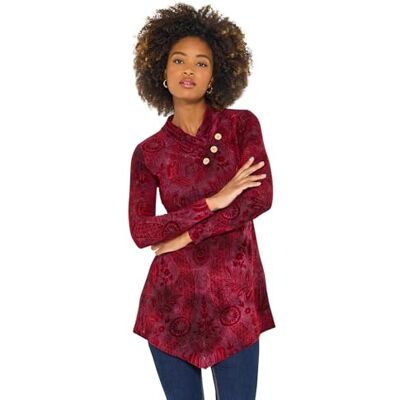 Joe Browns Women's Pleated V-Neck Jersey Tunic Top Shirt, Red, 16 Joe Browns Women's Pleated V-Neck Jersey Tunic Top Shirt, Red, 16