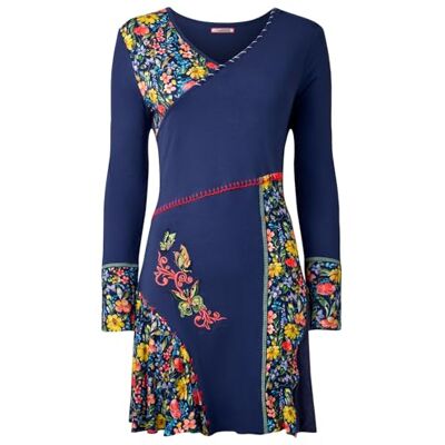 Joe Browns Women's Fashion Blanket Stitch Floral Embroidered Panelled Jersey Tunic, Regular Fit, Blue, UK 10 Joe Browns Women's Fashion Blanket Stitch Floral Embroidered Panelled Jersey Tunic, Regular Fit, Blue, UK 10